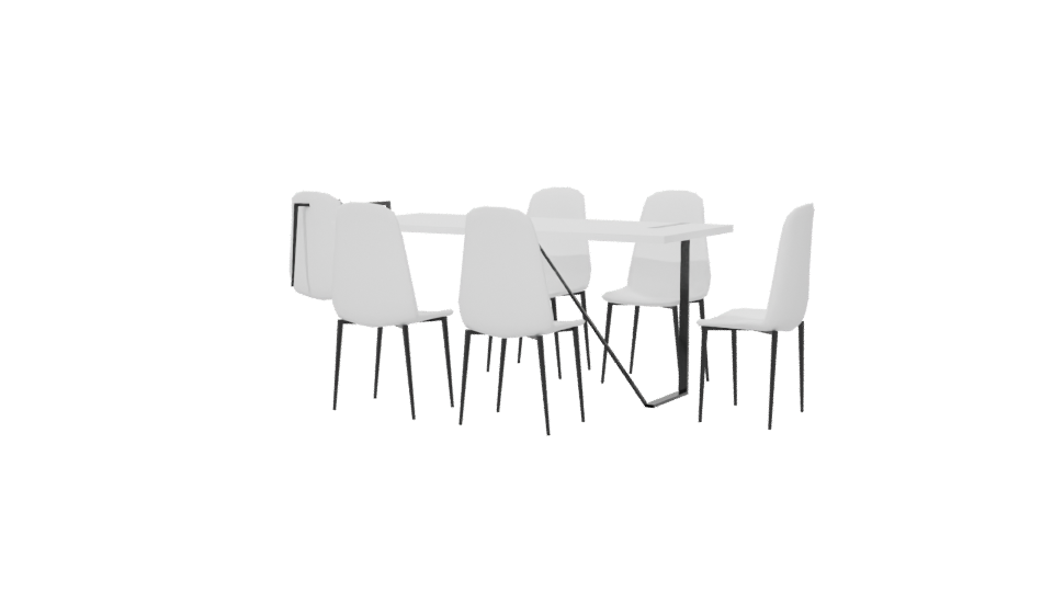 Minimalist Dining Table Set 3D - Professional 3D Model Render 6