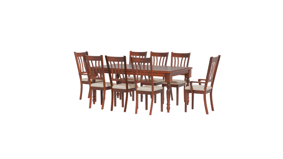 Elegant Wooden Dining Table with Chairs 3D Model - Professional 3D Model Render 12