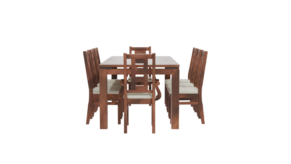 Elegant Wooden Dining Table Set - Professional 3D Model Render 11
