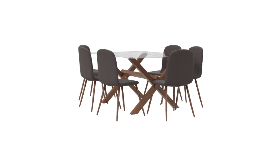 Elegant Glass Top Dining Set - Professional 3D Model Render 7