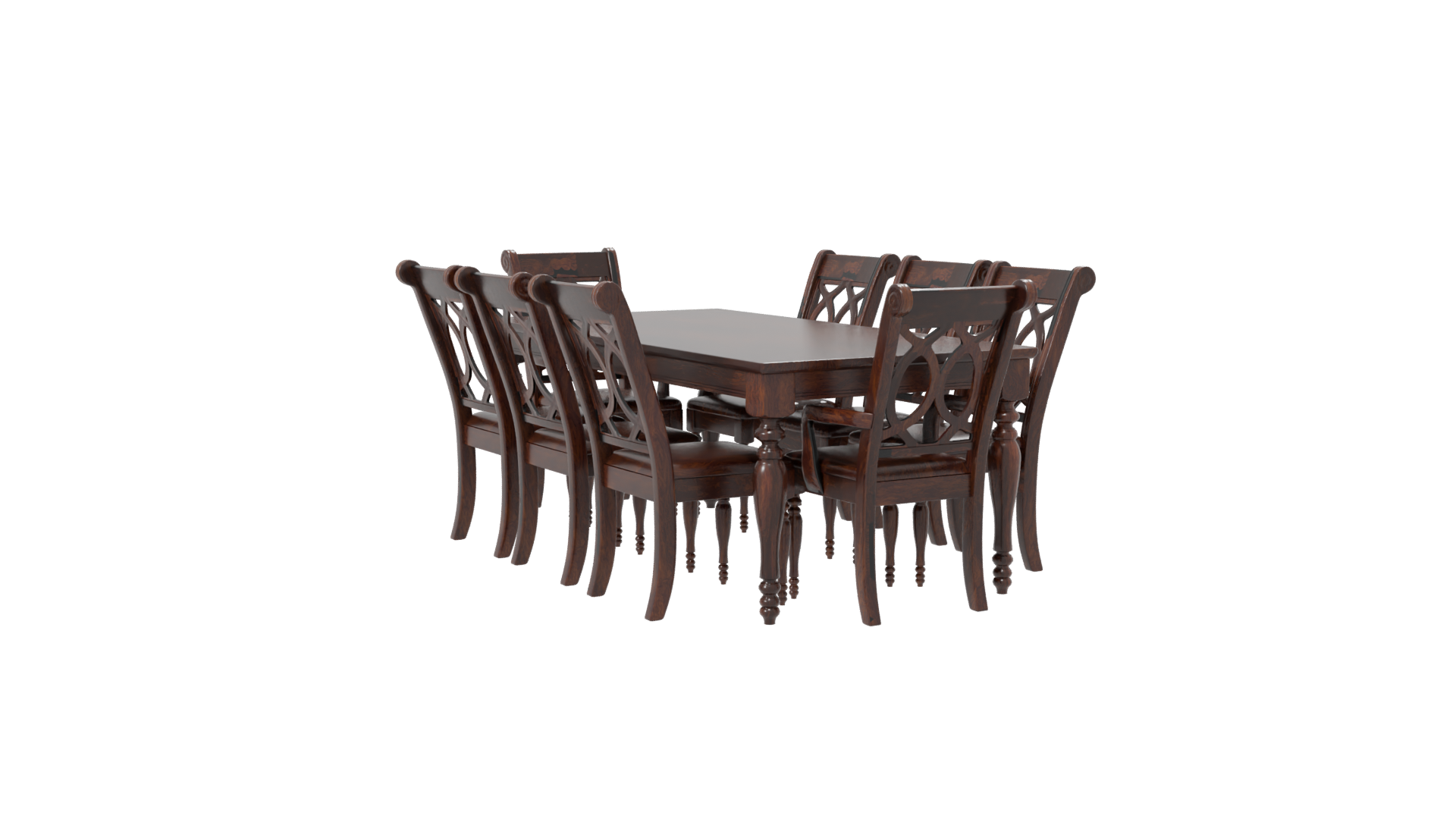 Wooden Dining Table Set 3D - Professional 3D Model Render 7