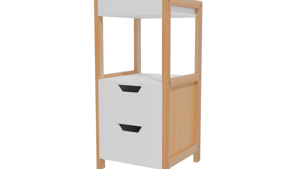 Minimalist Two-Drawer Nightstand 3D - Professional 3D Model Render 12