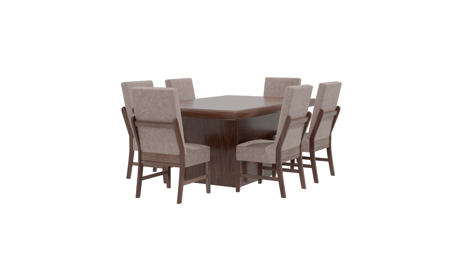 Stylish Wooden Dining Table Set - Professional 3D Model Render 18
