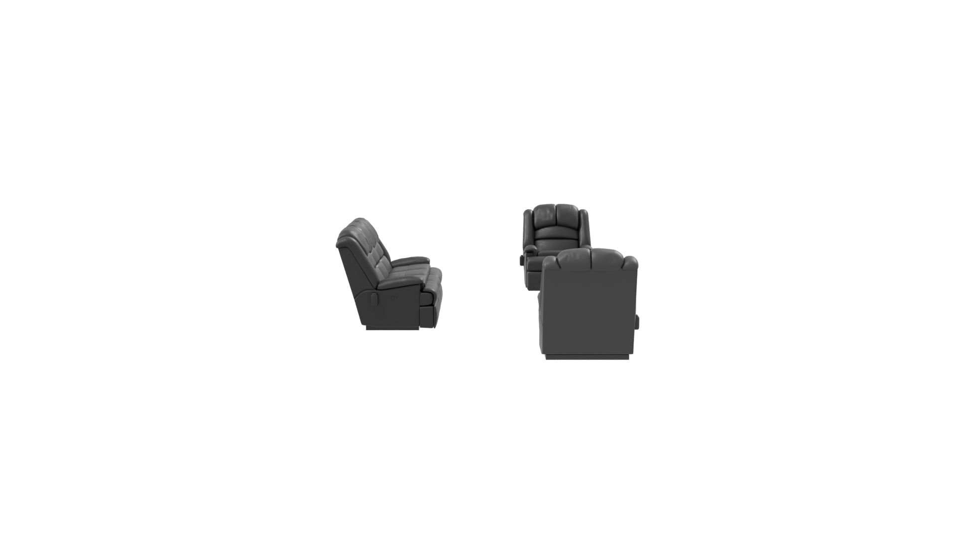 Stylish Black Sofa Set 3D - Professional 3D Model Render 8