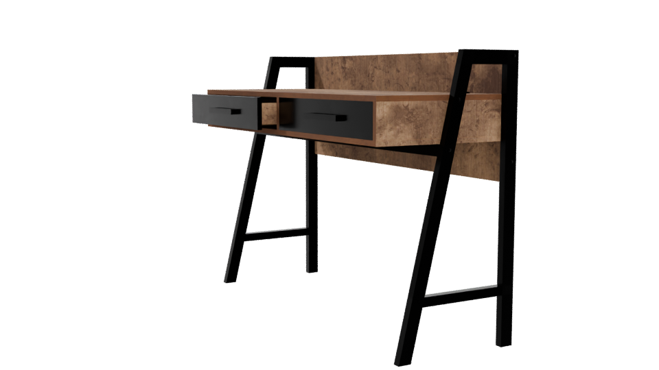 Stylish Industrial Wooden Desk Model - Professional 3D Model Render 4