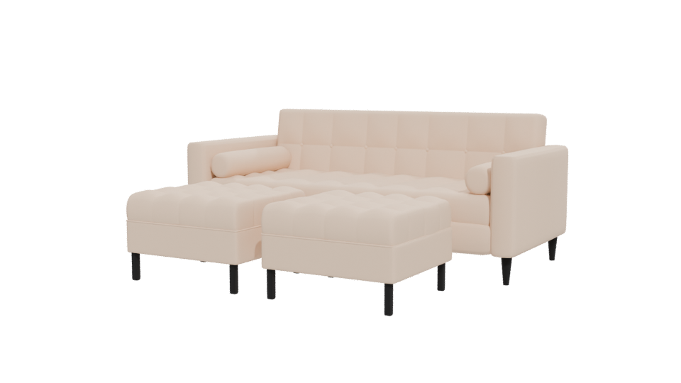 Retro Sofa with Poufs 3D Model - Professional 3D Model Render 12
