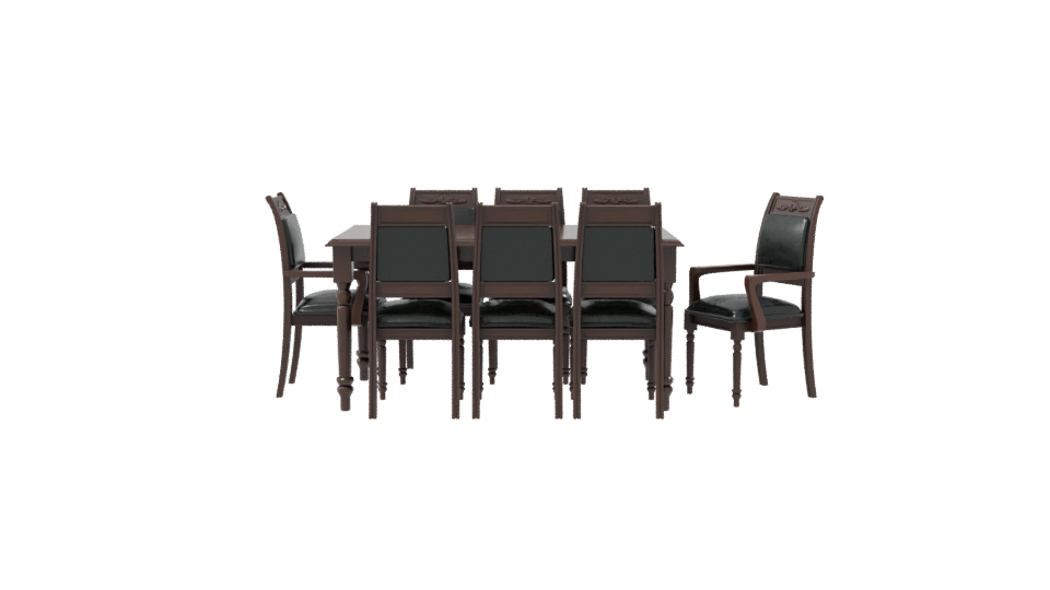 Elegant Wooden Dining Set 3D Model - Professional 3D Model Render 8