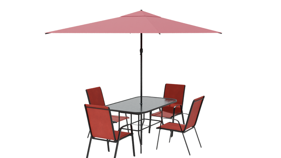 Stylish Outdoor Dining Set with Umbrella 3D Model - Professional 3D Model Render 6