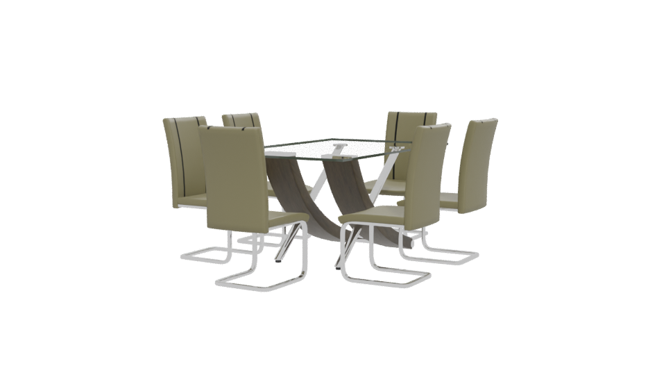 Modern Glass Dining Table Set - Professional 3D Model Render 12