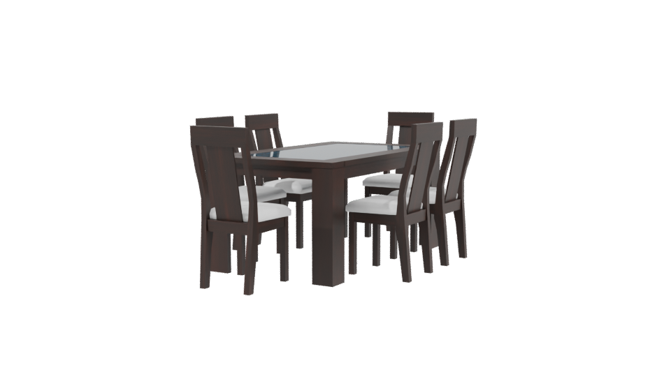 Elegant Modern Wooden Dining Table Set 3D Model - Professional 3D Model Render 3
