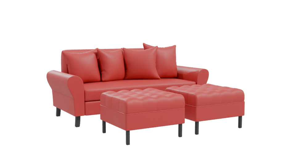 Stylish Red Sofa Model 3D - Professional 3D Model Render 10