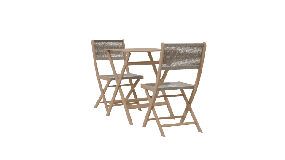 Bistro Wooden Table Set 3D - Professional 3D Model Render 7