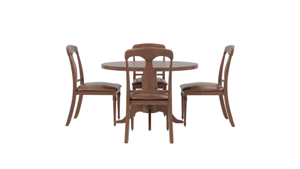 Elegant Wooden Dining Set 3D - Professional 3D Model Render 2
