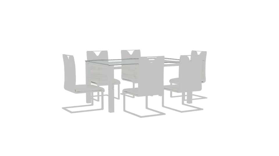 Elegant Glass Dining Table Set - Professional 3D Model Render 10