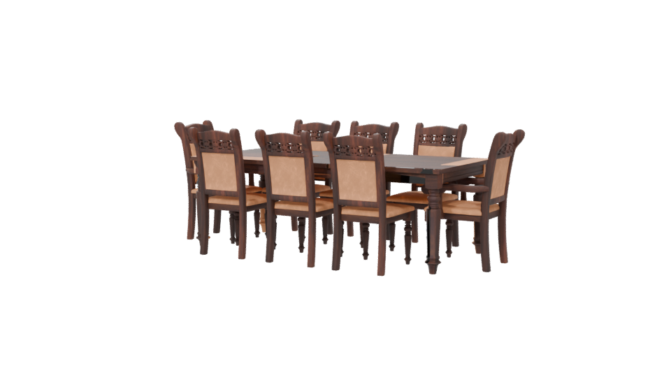 Elegant Wooden Dining Table Set - Professional 3D Model Render 6