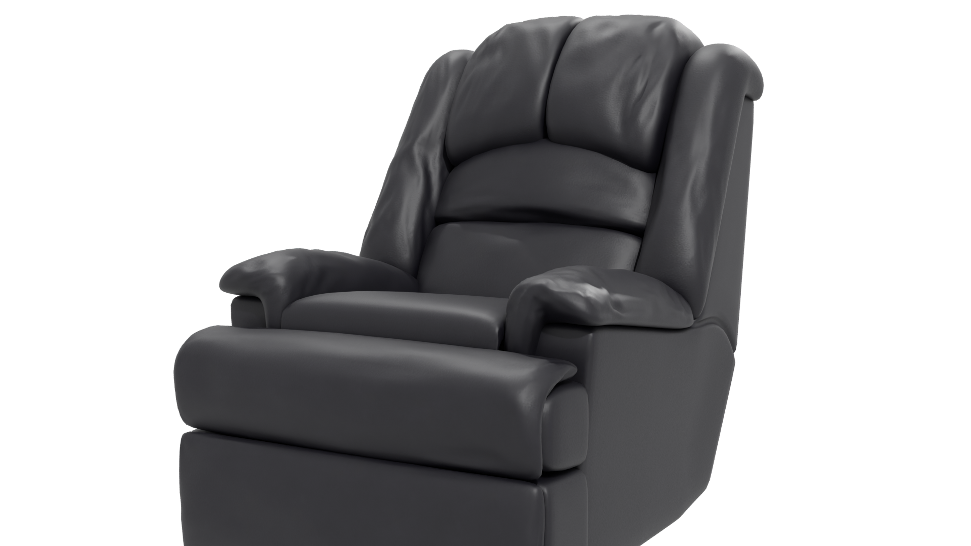 Realistic Black Leather Recliner Armchair 3D Model - Professional 3D Model Render 12