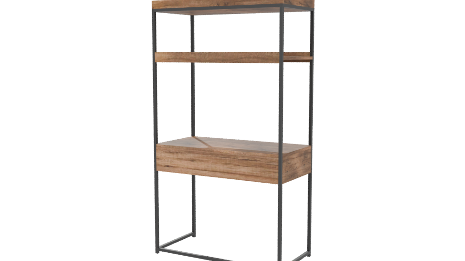 Modern Wooden Shelf Unit 3D - Professional 3D Model Render 6