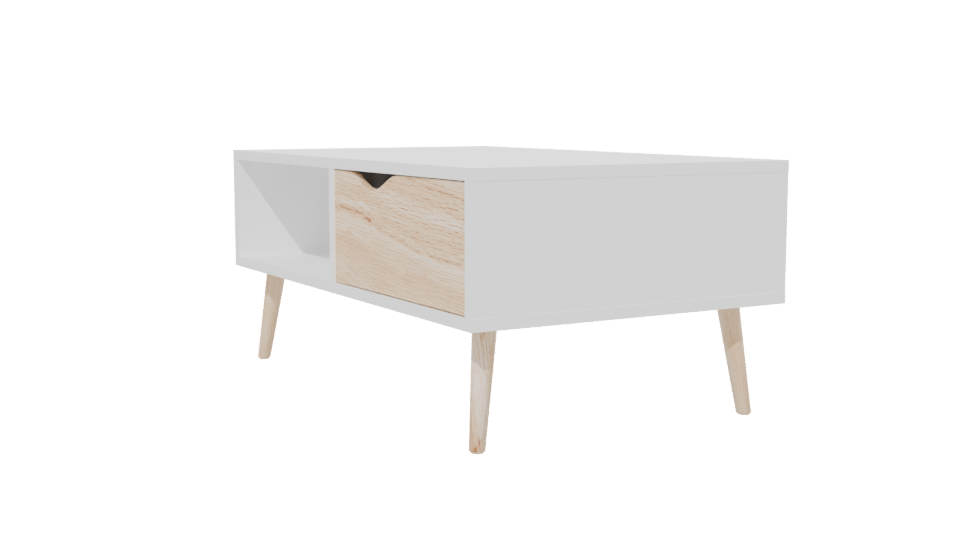 Modern White Oak Coffee Table 3D - Professional 3D Model Render 13