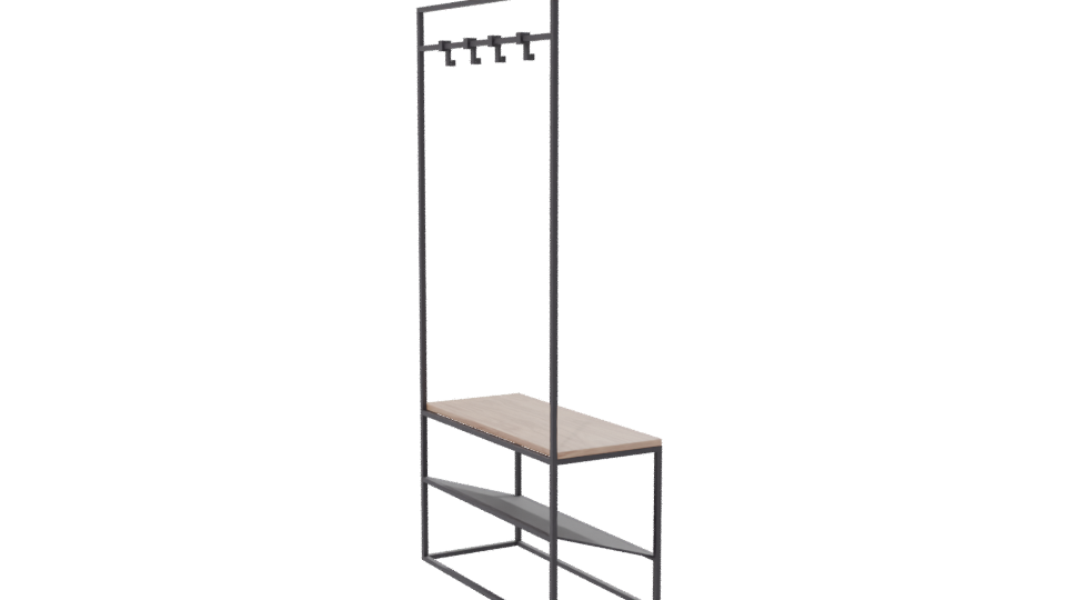 Industrial Coat Rack Bench 3D - Professional 3D Model Render 7