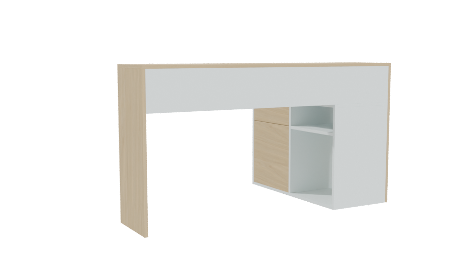 Minimalist Desk with Storage Unit - Professional 3D Model Render 4