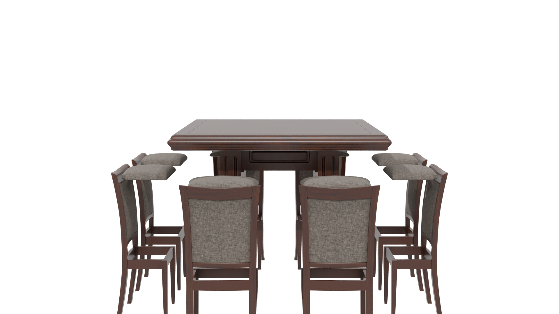 Elegant Wooden Dining Set 3D - Professional 3D Model Render 5