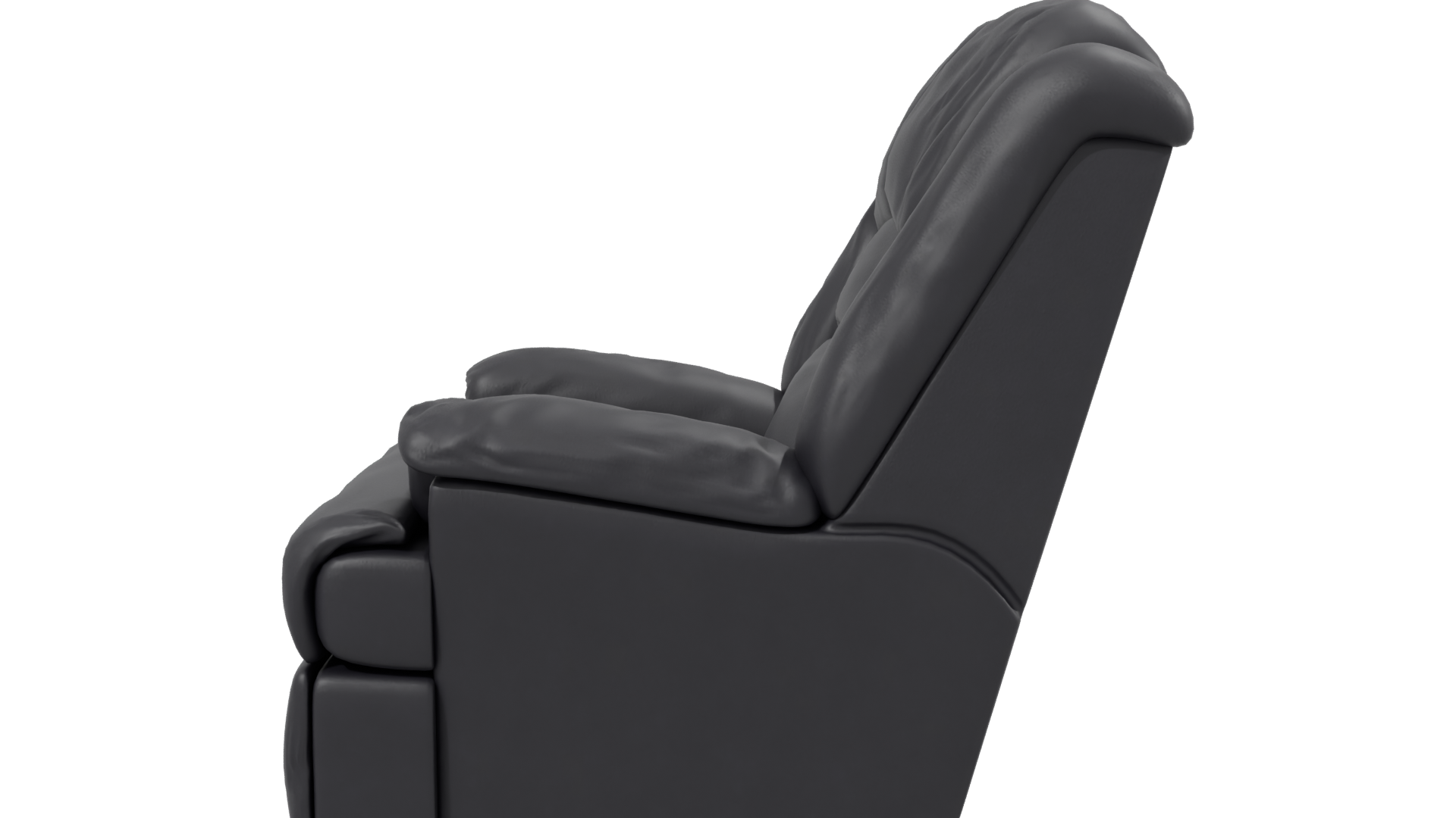 Realistic Black Leather Recliner Armchair 3D Model - Professional 3D Model Render 2