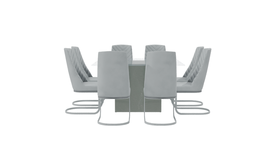 Elegant Glass Dining Table Set 3D - Professional 3D Model Render 8