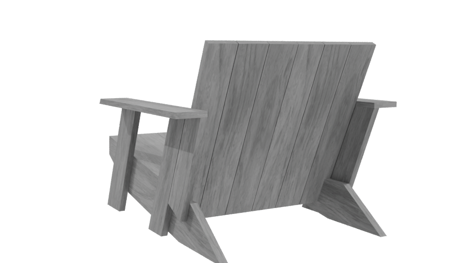 Stylish Outdoor Wooden Lounge Chair - Professional 3D Model Render 4