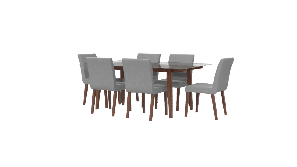 Stylish Wooden Dining Table Set - Professional 3D Model Render 6