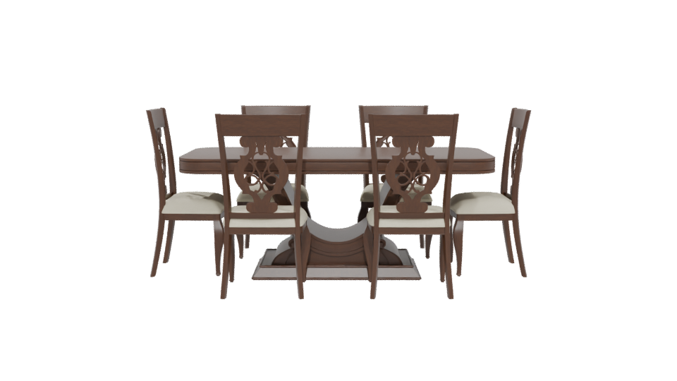 Elegant Wooden Dining Table Set - Professional 3D Model Render 5