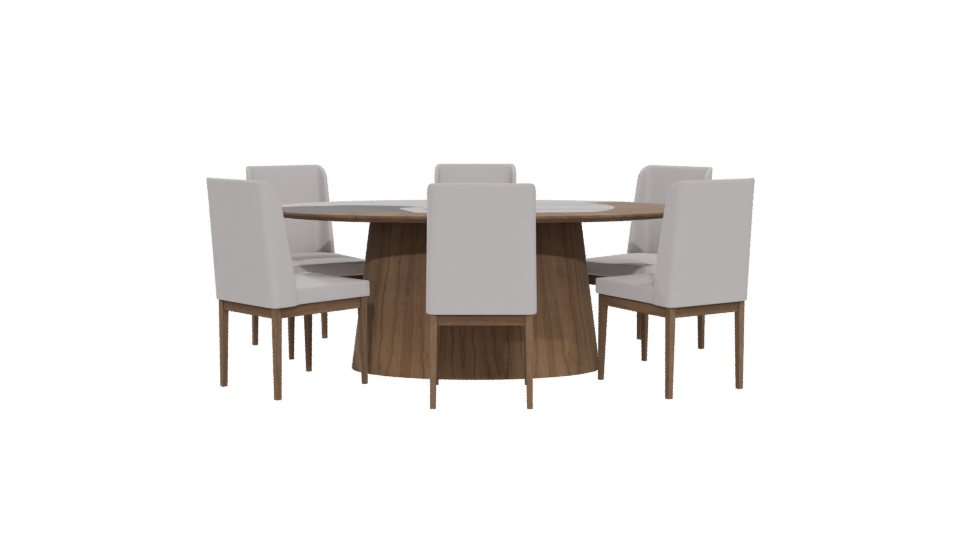 Contemporary Round Dining Table Set - Professional 3D Model Render 5