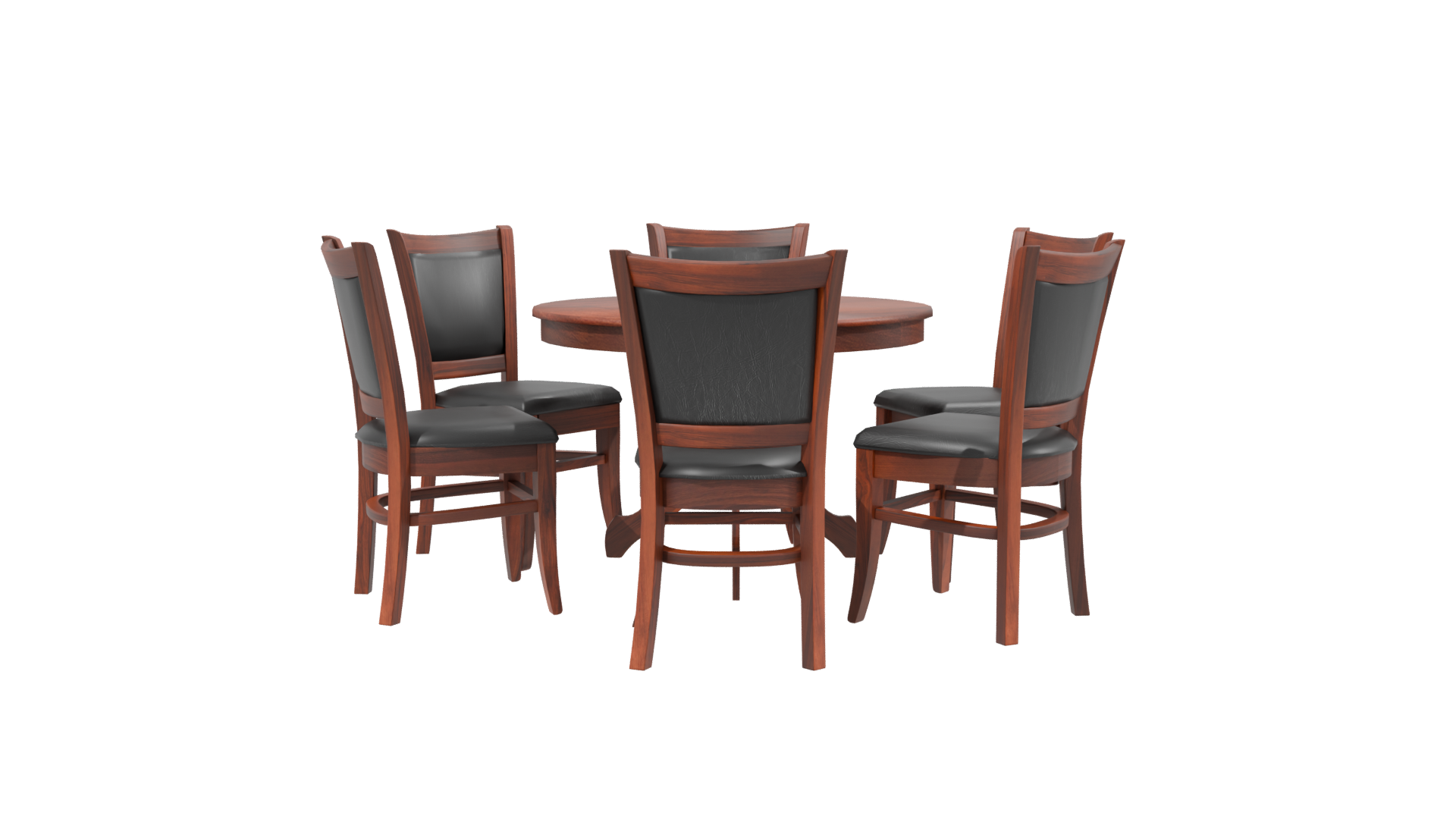Elegant Wooden Dining Set 3D Model - Professional 3D Model Render 2