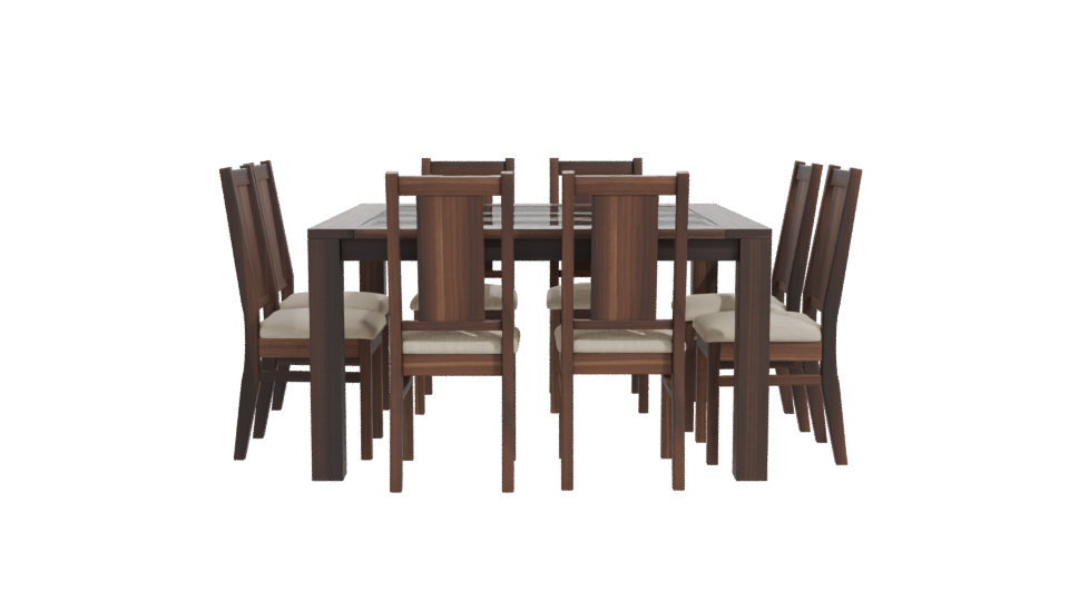 Elegant Wooden Dining Table Set 3D Model - Professional 3D Model Render 11