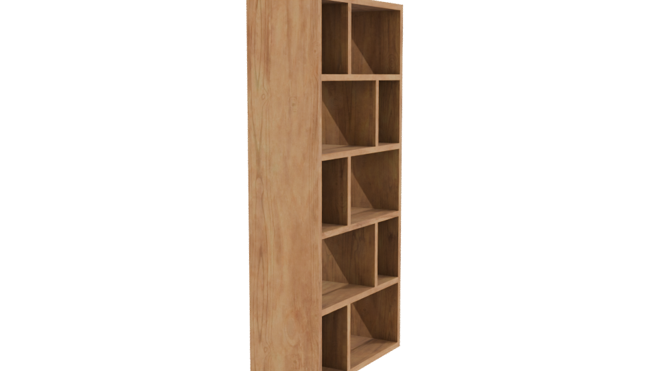 Contemporary Wooden Bookshelf Model - Professional 3D Model Render 3