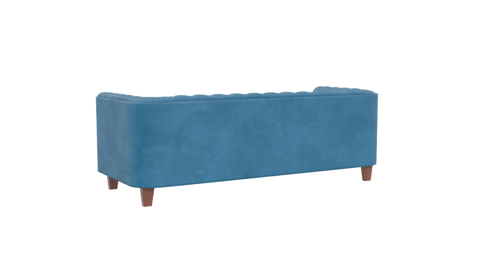Stylish Blue Upholstered Sofa - Professional 3D Model Render 4