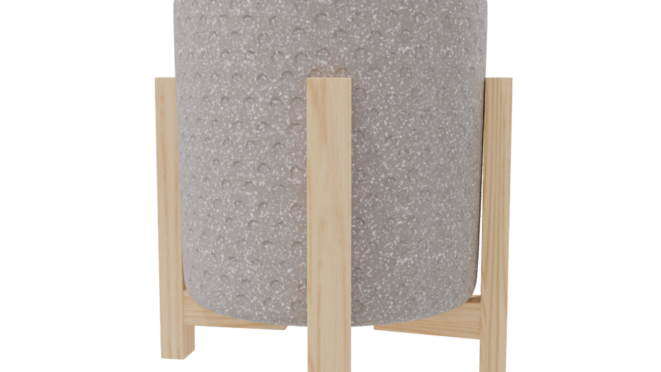 Stylish Modern Planter with Wooden Stand 3D Model - Professional 3D Model Render 8