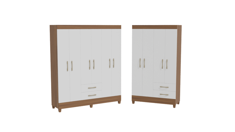 Stylish Wooden Wardrobe Set 3D - Professional 3D Model Render 11