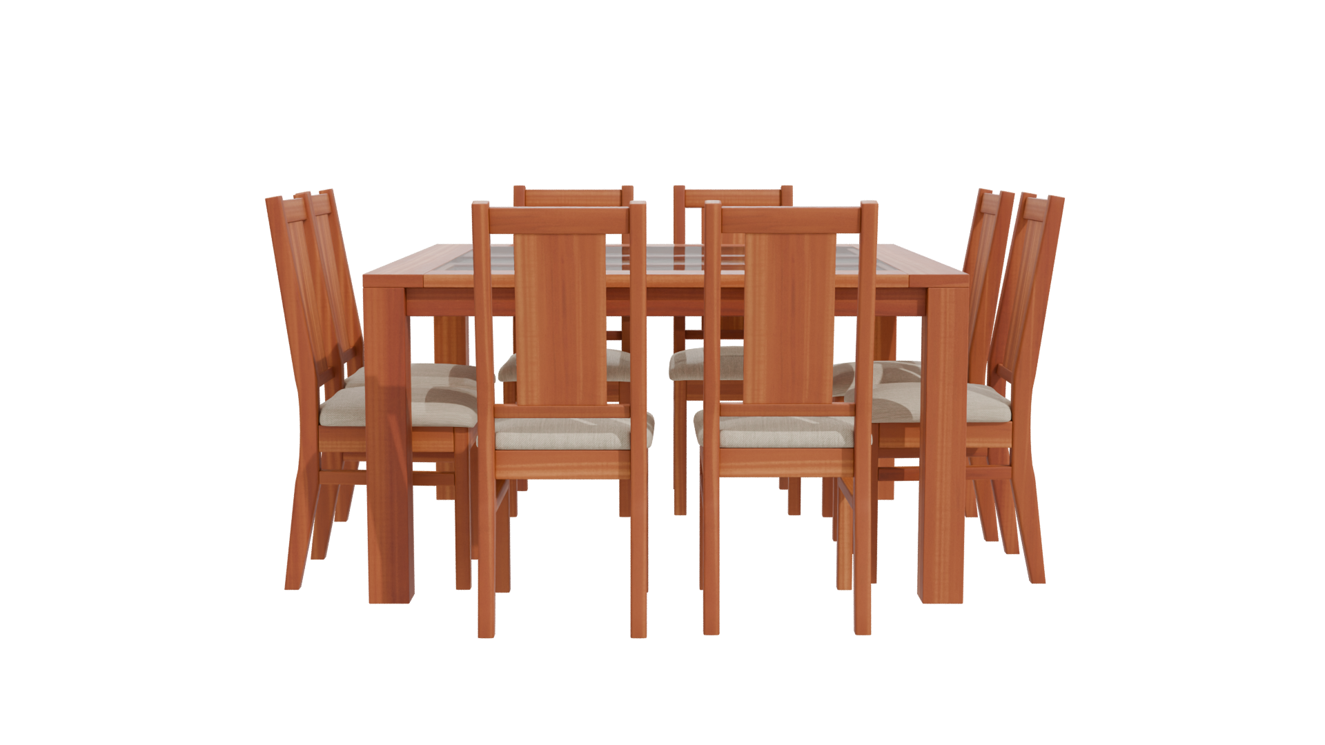 Stylish Wooden Dining Table Set 3D Model - Professional 3D Model Render 11