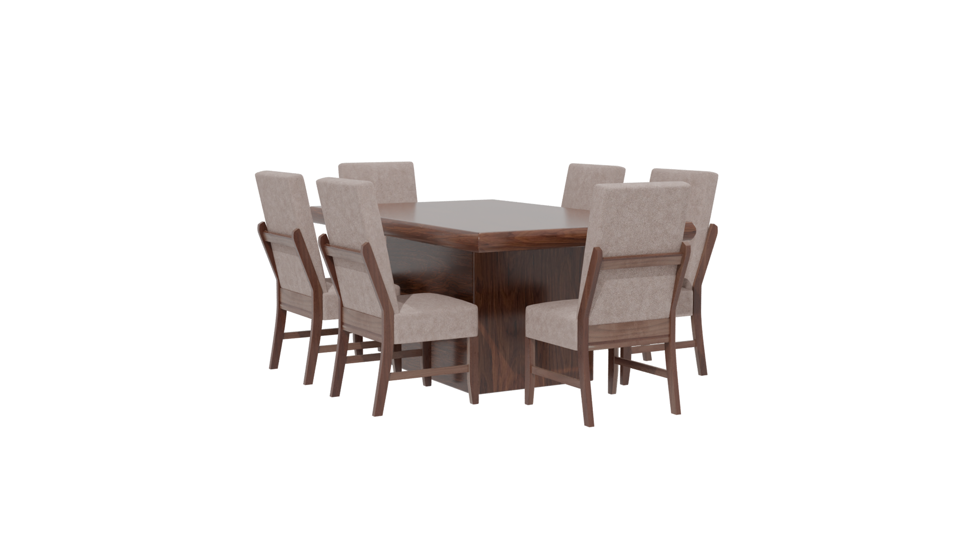 Stylish Wooden Dining Table Set - Professional 3D Model Render 22