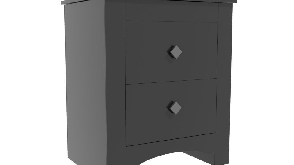 Elegant Black Two-Drawer Nightstand 3D Model - Professional 3D Model Render 10