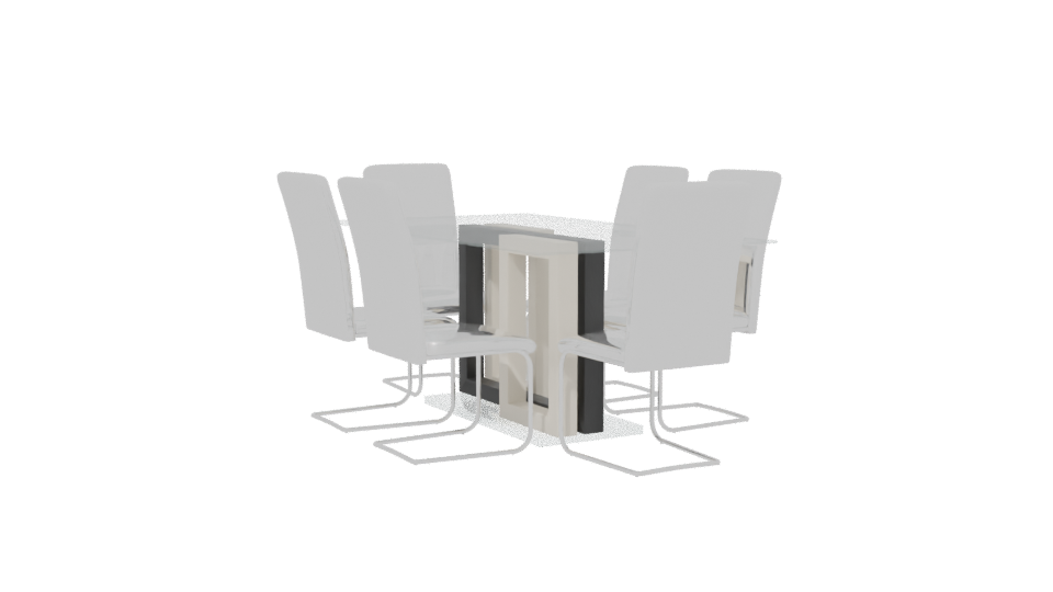 Stylish Glass Dining Table Set - Professional 3D Model Render 13