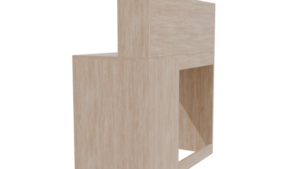 Minimalist Wooden Desk Model - Professional 3D Model Render 3