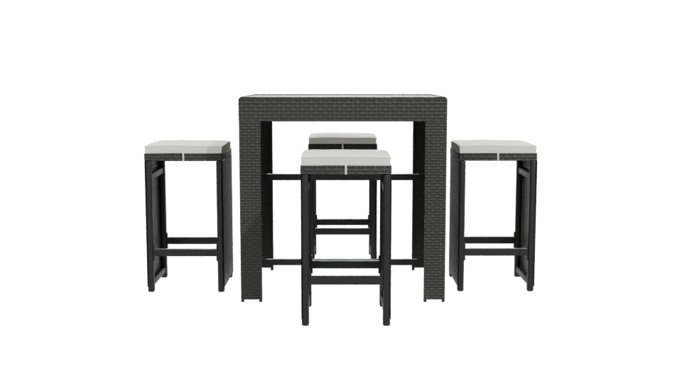 Bar Table with 4 Stools 3D - Professional 3D Model Render 11