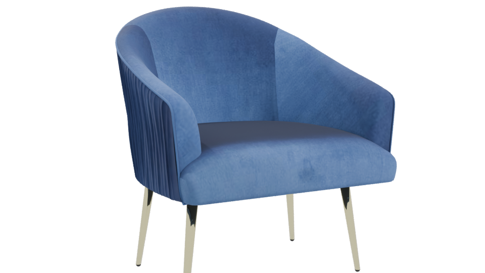 Stylish Blue Velvet Chair Model - Professional 3D Model Render 10
