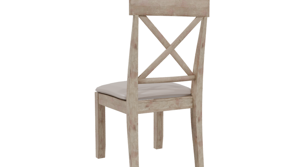 Rustic Wooden Dining Chair Model - Professional 3D Model Render 4