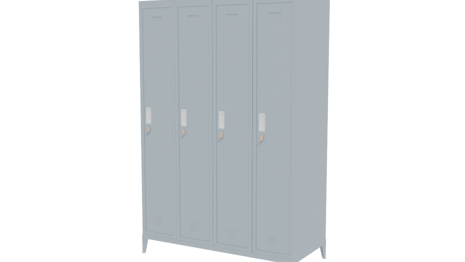 Industrial Four-Door Steel Locker 3D Model - Professional 3D Model Render 12