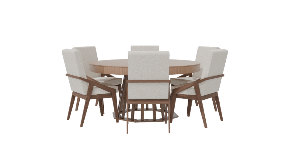 Stylish Round Dining Table Set - Professional 3D Model Render 7