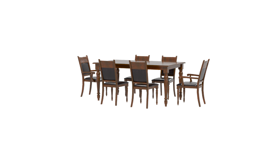 Elegant Wooden Dining Table Set - Professional 3D Model Render 12
