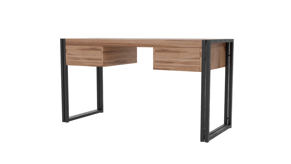 Contemporary Wooden Office Desk 3D - Professional 3D Model Render 6