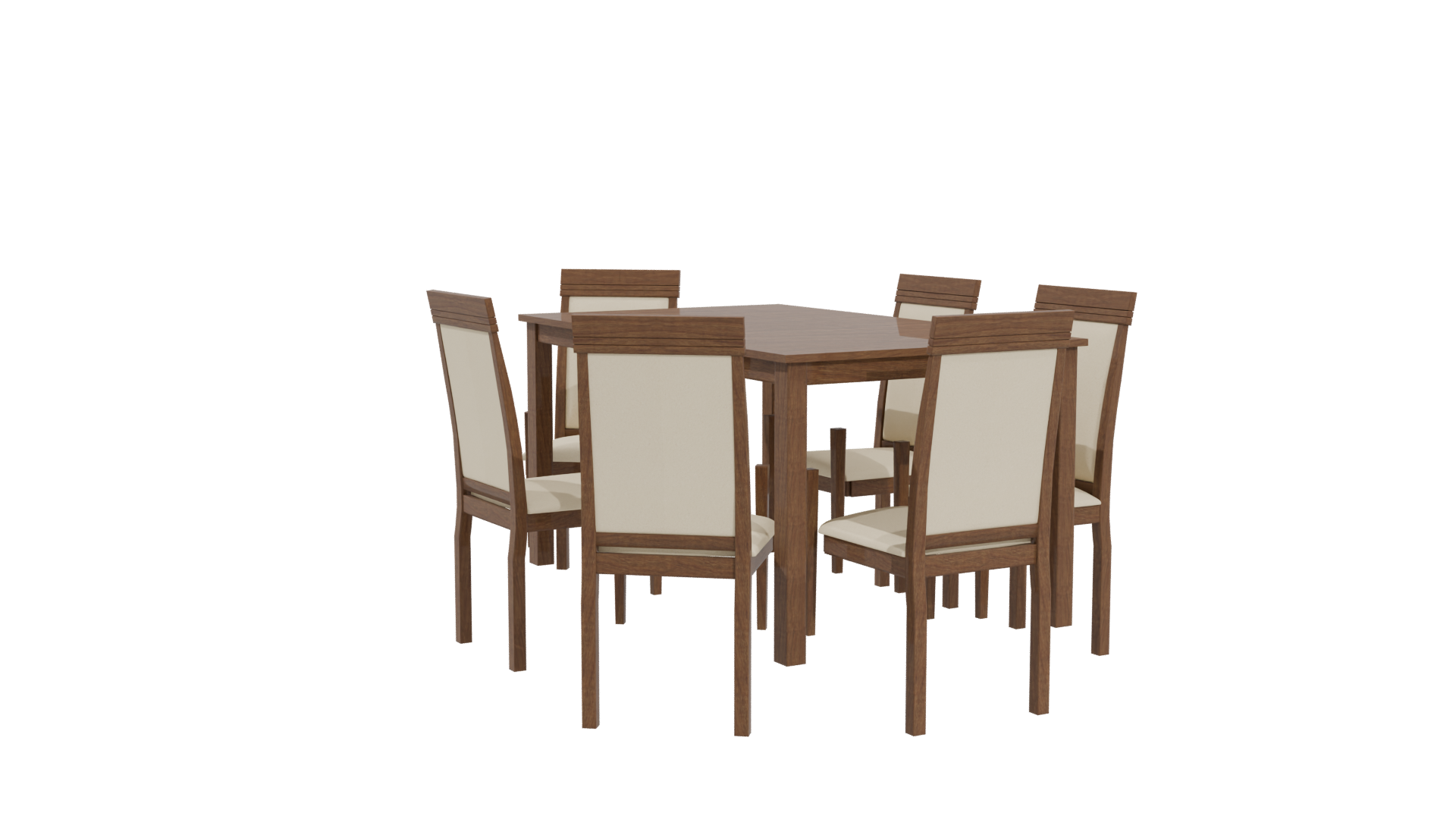 Elegant Wooden Dining Table Set 3D Model - Professional 3D Model Render 13